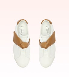 Asymmetric Clarita Sneaker Leather White/Cognac