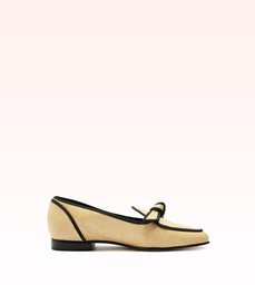 Grosgrain Raffia Loafer Natural/Black
