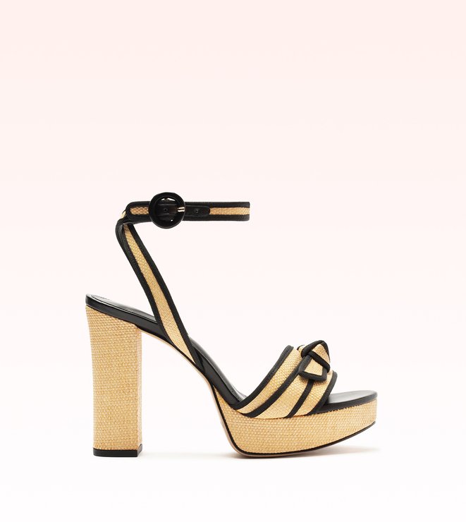 Grosgrain Raffia Platform 120 Natural/Black