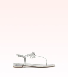 Thin Clarita Flat Sandal Silver