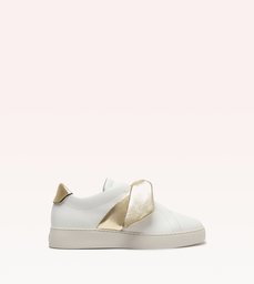 Asymmetric Clarita Sneaker Leather White/Golden