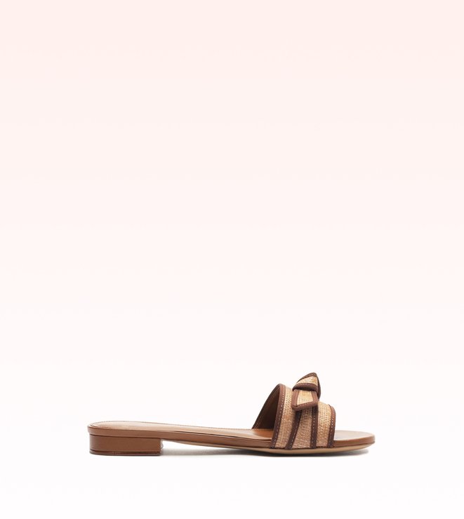 Grosgrain Raffia Flat Espresso/Dark Brown
