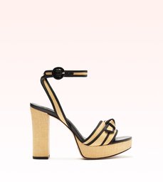Grosgrain Raffia Platform 120 Natural/Black