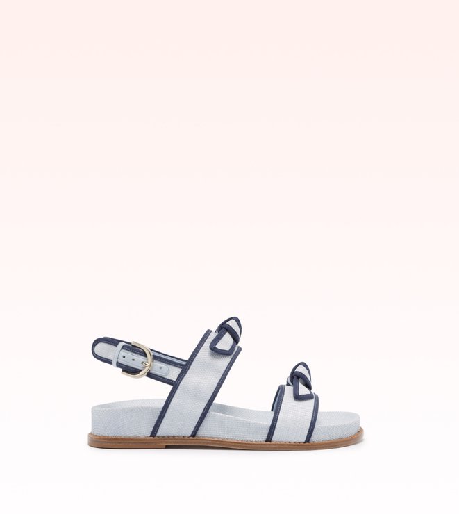 Grosgrain Raffia Sport Sandal Serene Blue/Oceana