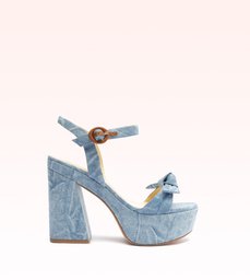 Clarita Platform Flare Fabric Acid Denim Washed
