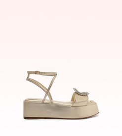 Madelina Square Toe Flat Form Golden