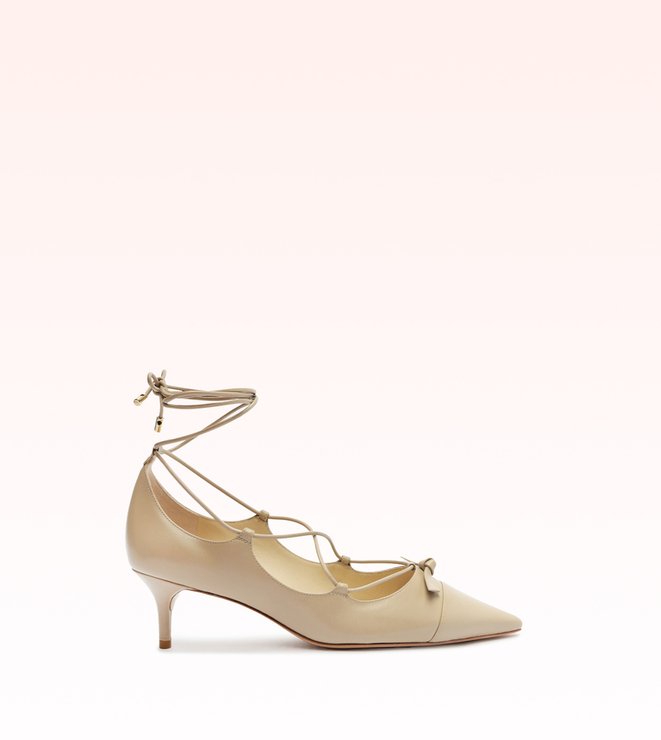 Slim Clarita Lace Up Pump 50 Chalk