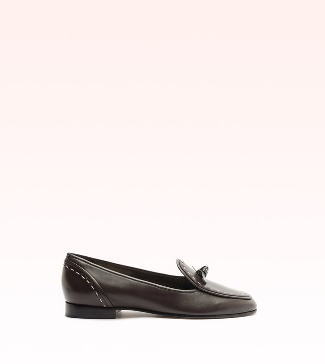 Slim Clarita Topstitch Loafer Dark Brown