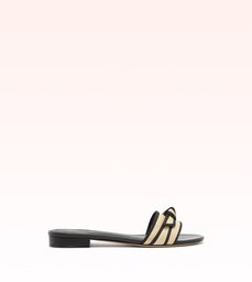 Grosgrain Raffia Flat Natural/Black