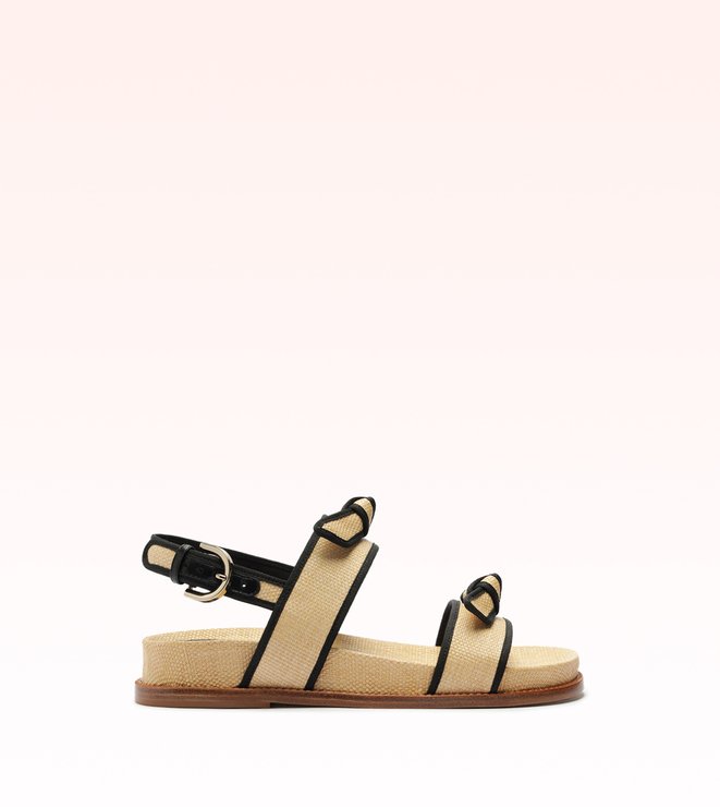 Grosgrain Raffia Sport Sandal Natural/Black